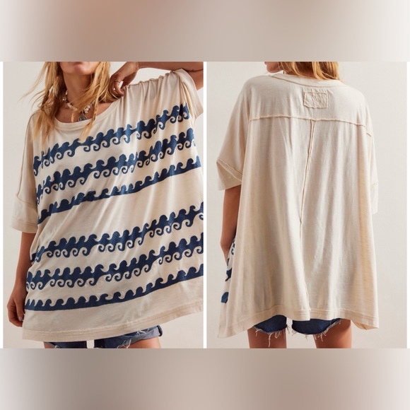 Free People Tops - NWT Free People We The Free Chill Vibes Tee - neutral combo - Small oversized